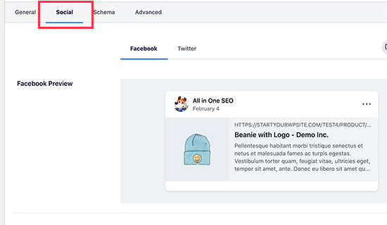 Product Social Settings