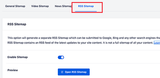 RSS Sitemap Interface