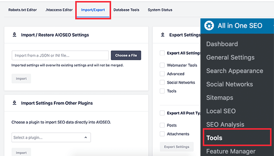 SEO Data Import Interface