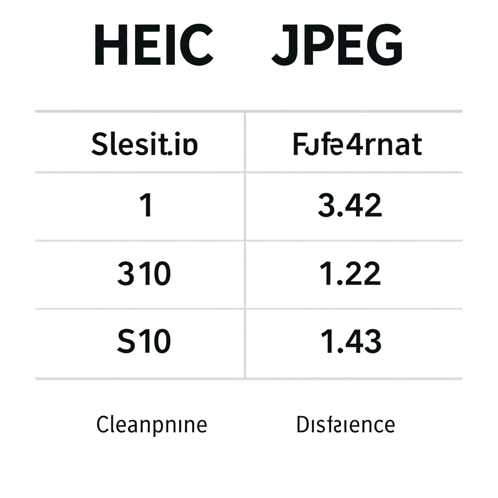 HEIC vs JPEG format comparison chart