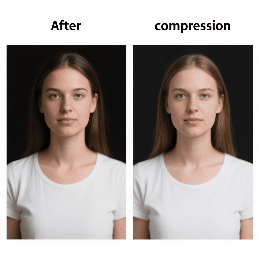Before and after image compression comparison showing quality preservation