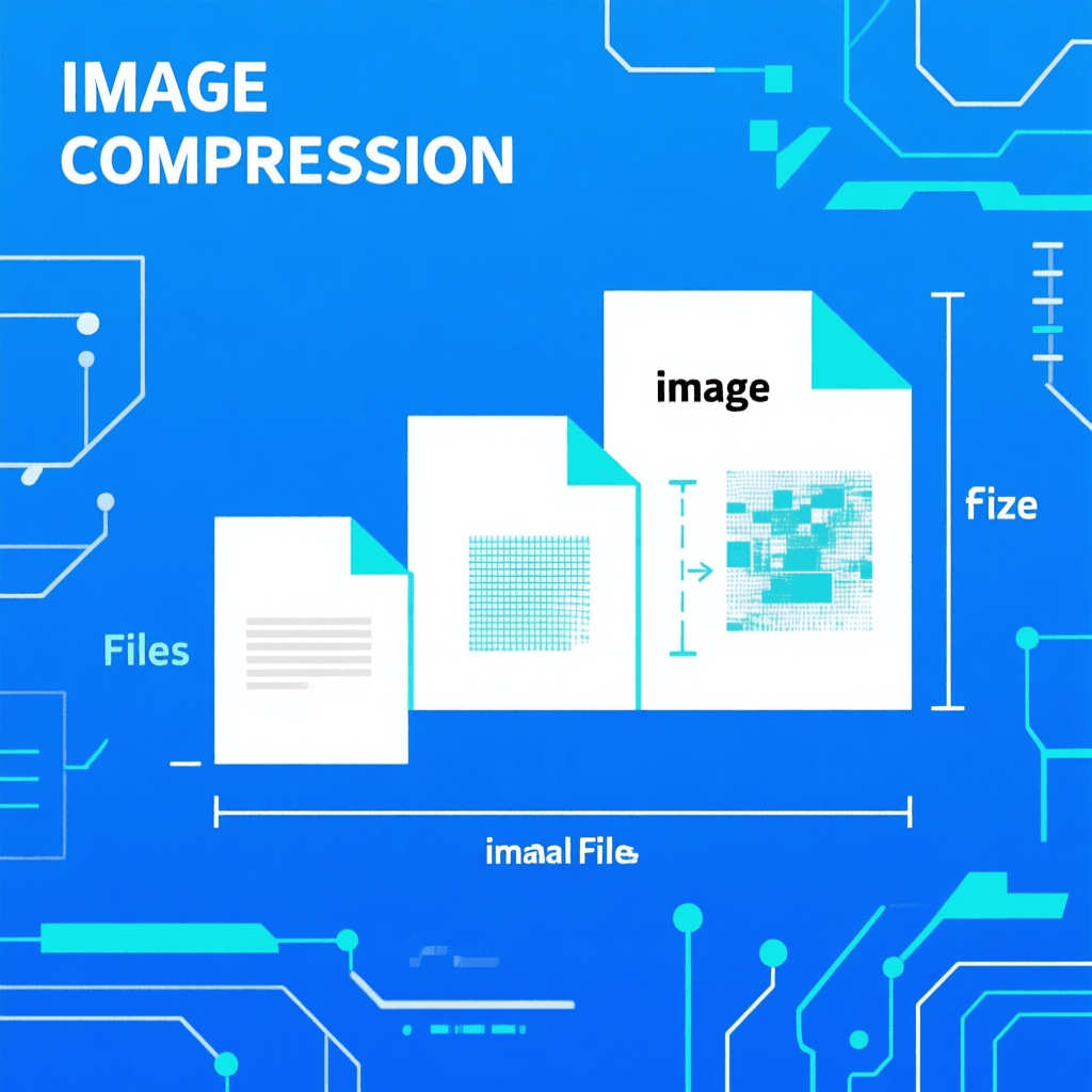 Technical diagram showing image compression concept
