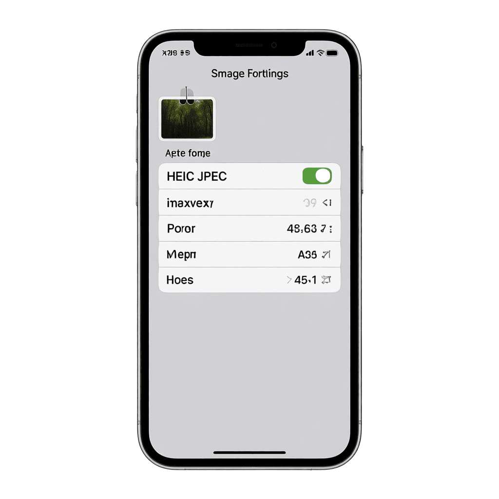 iPhone settings interface showing image format options