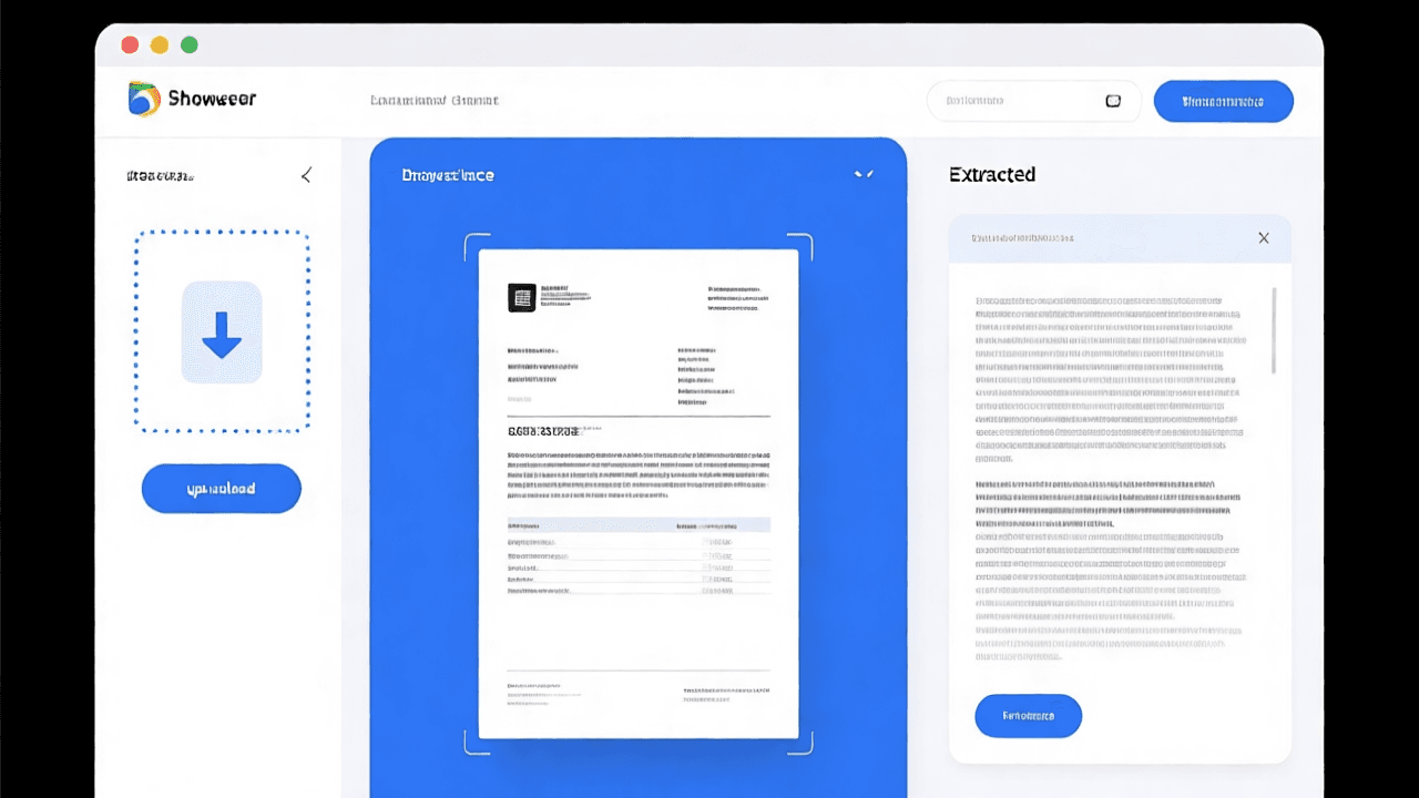 Browser-based OCR tool interface showing image-to-text conversion