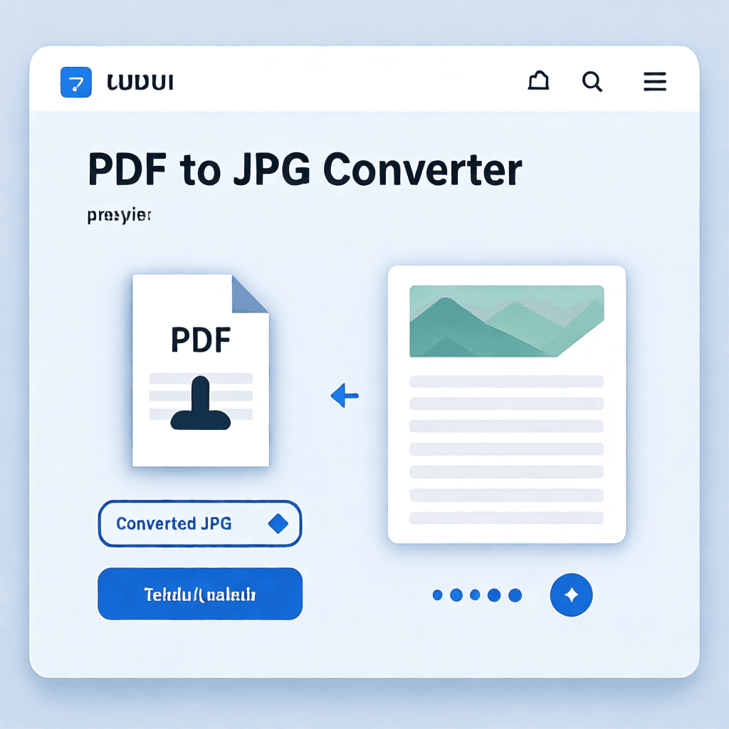 PDF to JPG conversion interface demo showing upload and preview